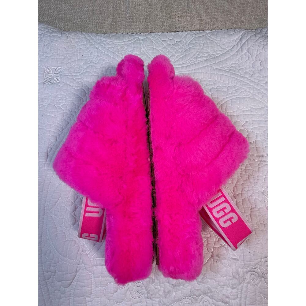 UGG Women 8 Pink NWOT Fluff Yeah Rock Shearling Slingback Slippers Sandals Shoes - Picture 4 of 11